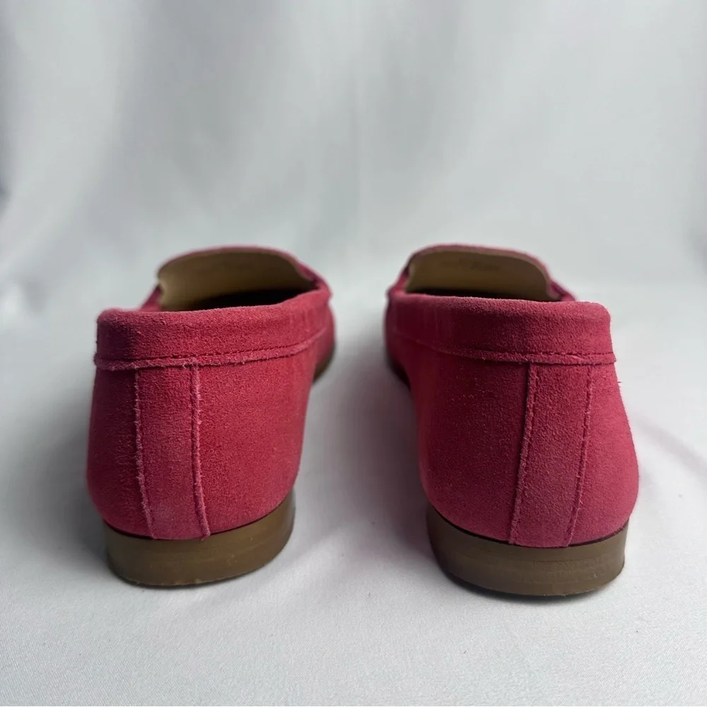 J Crew Womens Suede Leather Fuchsia James Loafers Flats Shoes size 8